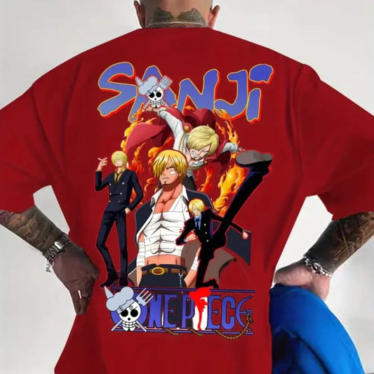 MINISO One Piece TShirt: Luffy Zoro Sanji Cotton Graphic Tee