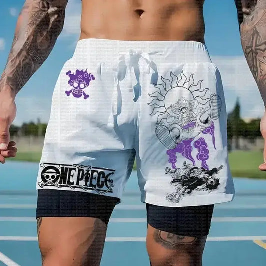 One Piece Running Shorts Straw Hat Gym Shorts