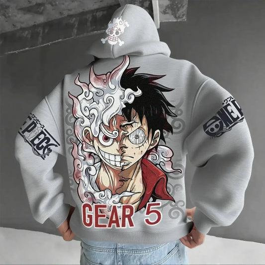 One Piece Luffy Gear 5 Nika Anime Hoodie Streetwear
